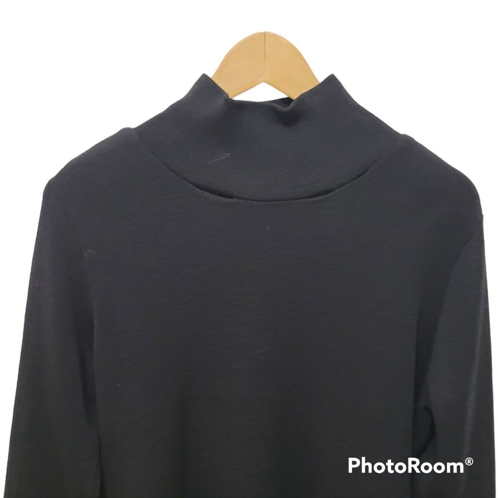 Neiman Marcus Black Wool Rib Knit Mock Neck Sweater Long Sleeve Medium - Picture 2 of 6